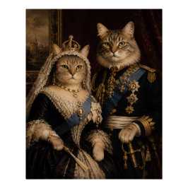 Koningin Victoria en Prins Albert Katten Portret  Perfect Poster