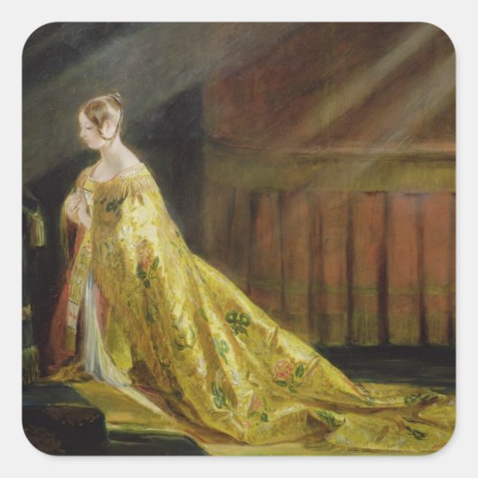 Koningin Victoria in Her Coronation Robe, 1838 (ol Vierkante Sticker (Voorkant)