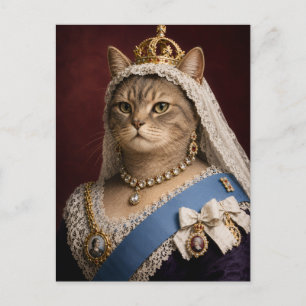 Koningin Victoria Kat Portret – Victoriaanse Konin Briefkaart