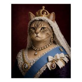 Koningin Victoria Kat Portret – Victoriaanse Konin Perfect Poster