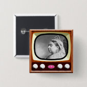 Koningin Victoria op de Retro TV Vierkante Button 5,1 Cm (Voorkant /achterkant)