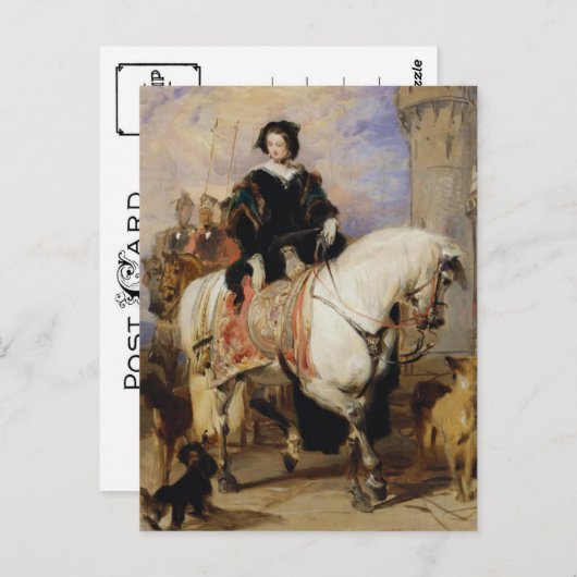 Koningin Victoria op paard sidesaddle ca. 1837 Briefkaart (Voorkant / Achterkant)