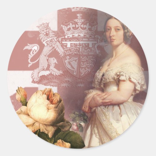 koningin Victoria Ronde Sticker (Voorkant)