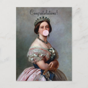 Koningin Victoria roze satijn die roze kauwgomblaa Briefkaart