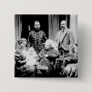 Koningin Victoria, Tsar Nicholas II Vierkante Button 5,1 Cm