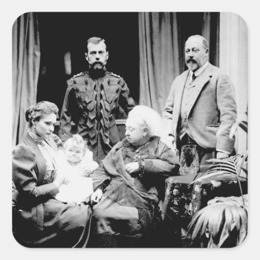 Koningin Victoria, Tsar Nicholas II Vierkante Sticker (Voorkant)