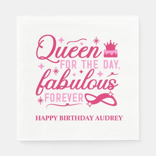 Koningin voor de dag gepersonaliseerde verjaardag servet (Voorkant)