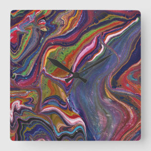 Koningin voor een dag 1 Wild Kleurrijke Abstracte Vierkante Klok