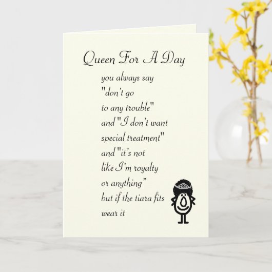 Koningin voor een dag kaart (Gele Bloem)