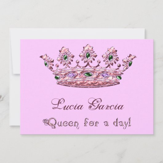 Koningin voor een Dag Quinceanera Uitnodiging (Voorkant)