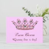 Koningin voor een Dag Quinceanera Uitnodiging (Staand voorkant)
