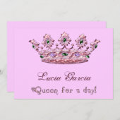 Koningin voor een Dag Quinceanera Uitnodiging (Voorkant / Achterkant)