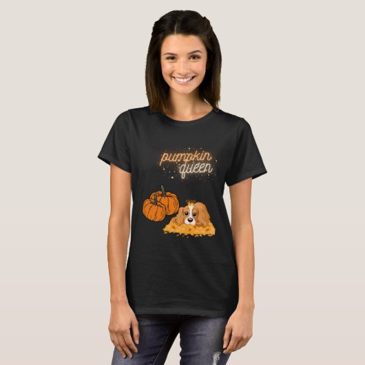 koningin welkom herfst koningin cavalier hond t-shirt (Voorkant volledig)