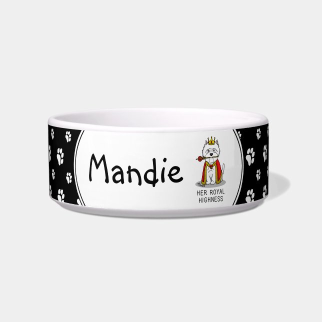 Koningin Westie Dog West Highland White Terrier Voerbakje (Voorkant)