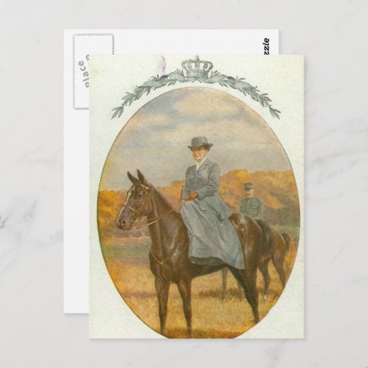 Koningin Wilhelmina op het paard sidesaddle #020SS Briefkaart (Voorkant / Achterkant)