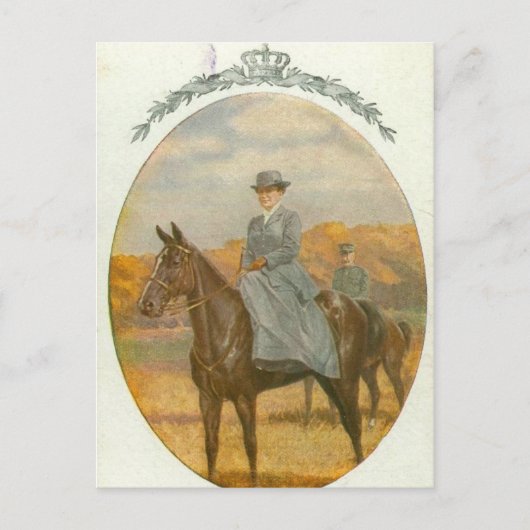Koningin Wilhelmina op het paard sidesaddle #020SS Briefkaart (Voorkant)