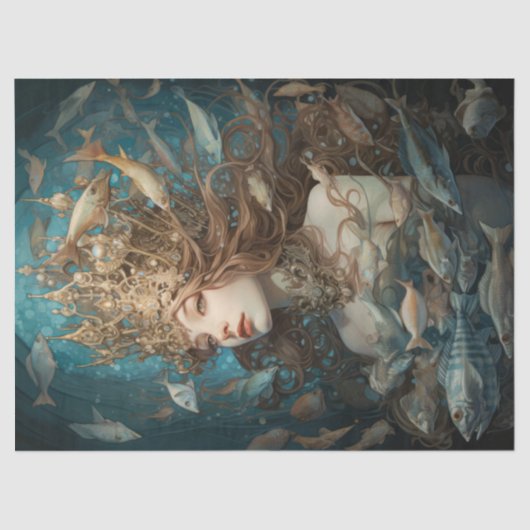 Koningin Zeemeermin en vist onder het Zee Tissuepapier (Voorkant)