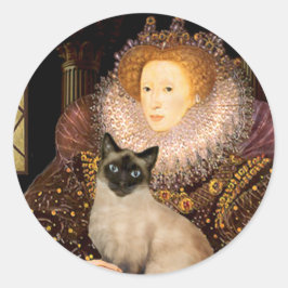 Koningin-Zegel Point Siamees kat Ronde Sticker
