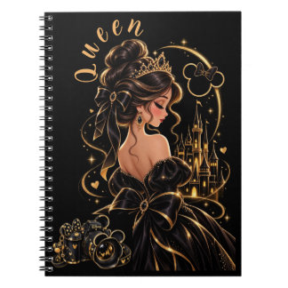 Koningin Zwart en Goud Spiraal Notebook Notitieboek
