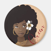 Koningin, zwarte vrouw met een bloem in haar haar magneet (Voorkant)