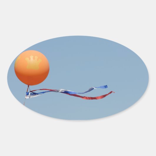 Koninginnedag Queens dag ballon Ovale Sticker (Voorkant)