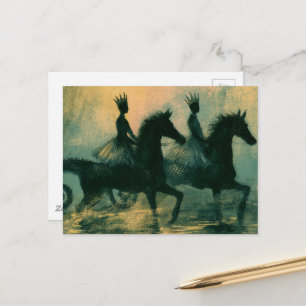 Koninginnen op Zeepaarden Fantasy Kunst Briefkaart