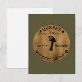 koninginnen worden geboren in december notitiekaartje (Voorkant / Achterkant)