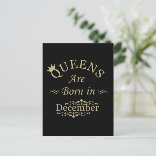 Koninginnen worden in december geboren briefkaart (Staand voorkant)