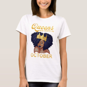 Koninginnen worden in oktober geboren, verjaardags t-shirt