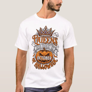Koninginnen Zijn Geboren Oktober Halloween Pompoen T-shirt