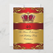 Koninginnenkoning Regal Red Gold Crown Birthday Kaart (Voorkant)