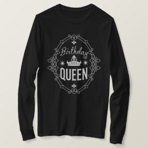 Koninginnenkroon Typografie Vintage Zwart Verjaard T-shirt