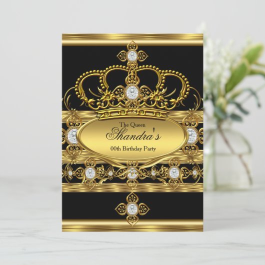 Koninginnenprins Royal Gold Diamond Crown Kaart (Staand voorkant)