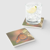 Koninginnenvlinder op een tak stenen onderzetter (Zijkant)