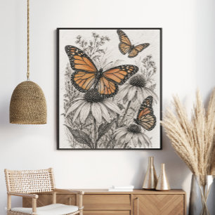 Koninginnepage Kegelbloem Wilde Bloem Vintage Poster