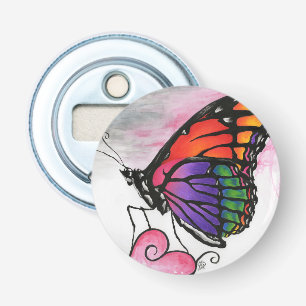 Koninginnevlinder Originele Fantasie Kunstwerk met Button Flesopener