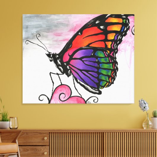 Koninginnevlinder Originele Fantasie Kunstwerk met Canvas Afdruk (Insitu (Woonkamer))