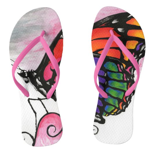 Koninginvlinder Originele Fantasie Kunst met Regen Teenslippers (Voetbed)