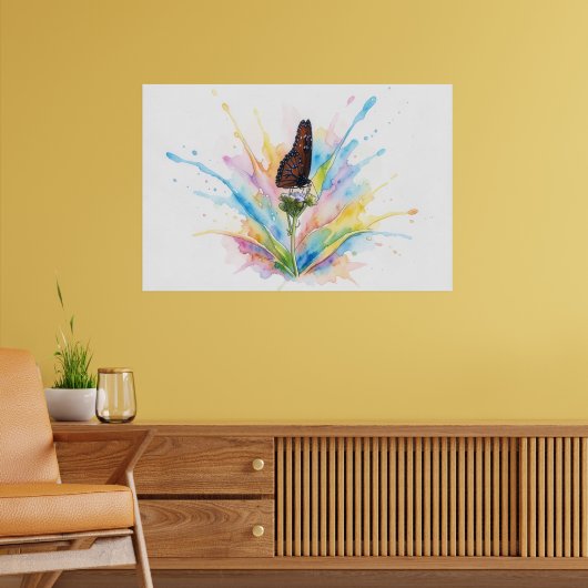 Koninginvlinder Splash Art Posterprint Poster (Woonkamer 2)