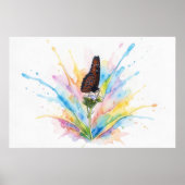 Koninginvlinder Splash Art Posterprint Poster (Voorkant)