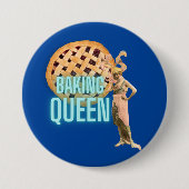 koningkoningin blauw ronde button 7,6 cm (Voorkant)