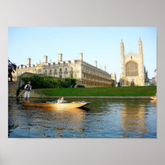 Koning's College Chapel op de rivier de Cam Poster