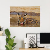 Konings tijgerwelp drinkend water poster (Thuiskantoor)