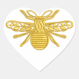 koningsbijen, nadoen van borduurwerk hart sticker