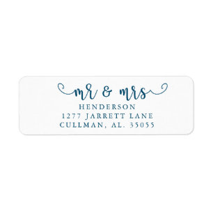 Koningsblauw Adres Mr & Mrs Return-label Etiket