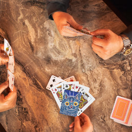 Koningsblauw artistieke Kaleidoscoop Kat Pokerkaarten