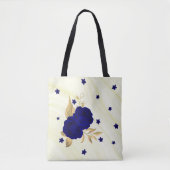 Koningsblauw bloemengouden bladeren marmeren canva tote bag (Voorkant)