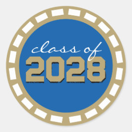 Koningsblauw & Bronzen Filmstrip Graduation Ronde Sticker