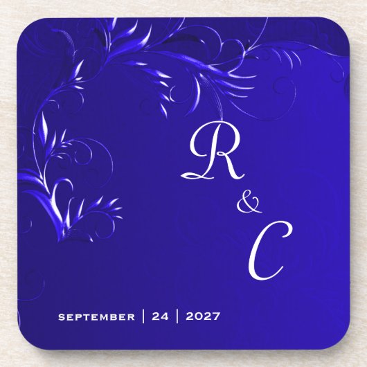 koningsblauw bruiloft bier onderzetter (Voorkant)