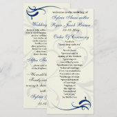 koningsblauw en ivoor Trouwprogramma Rack Kaart (Voorkant / Achterkant)